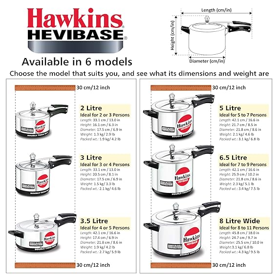 Hawkins 6.5 Litre Hevibase Pressure Cooker ( 1 Pcs ) - Googie Store India