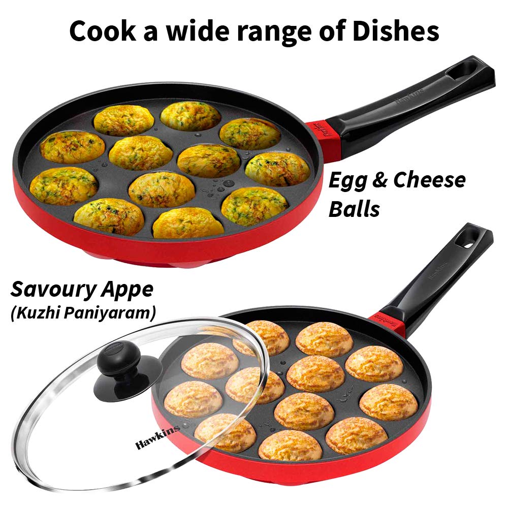 Hawkins Nonstick Appe Pan with Glass Lid, 12 Cups 2 Pcs Set - Googie Store India