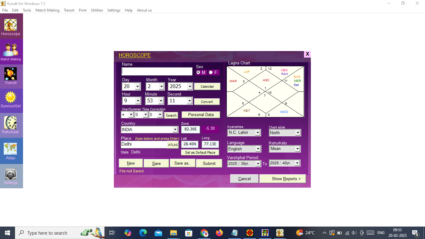 Kundali 7.5 Software (Computer Zone )
