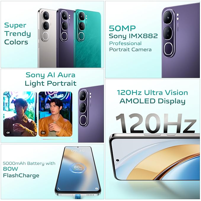 Vivo Y300 5G Phantom Purple Smart Phone  (8gb+128gb) 1 Pcs  - Googie Store India
